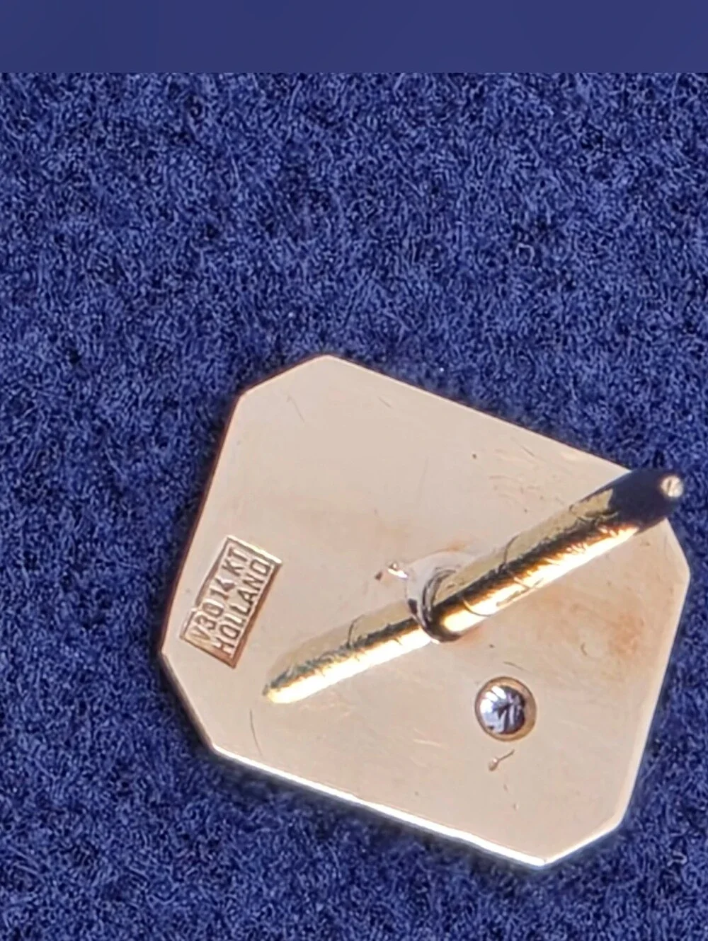 Vintage Holland's Jewelry 14k Yellow Gold Diamond Starburst Tie Tack Shirt Stud